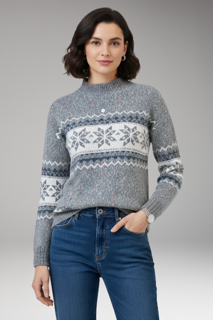 Women's Knit Sweater Stand Collar Patterned