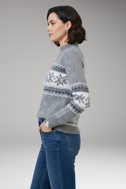 Women's Knit Sweater Stand Collar Patterned