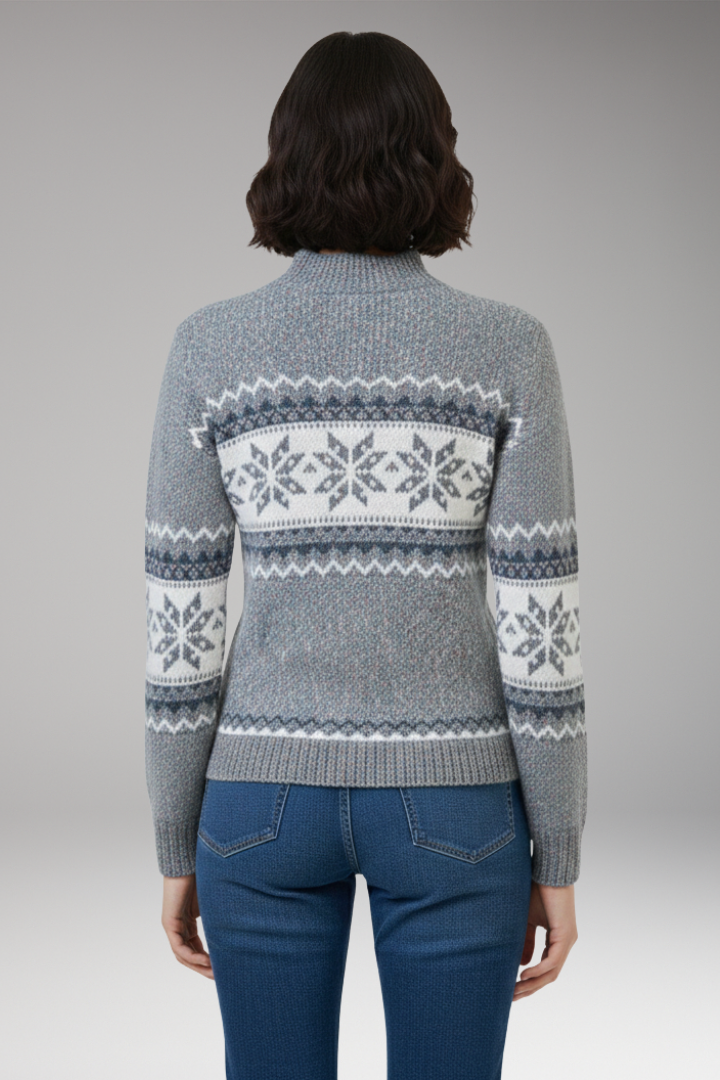 Women's Knit Sweater Stand Collar Patterned
