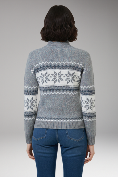Women's Knit Sweater Stand Collar Patterned