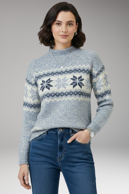 Women's Knit Sweater Stand Collar Patterned