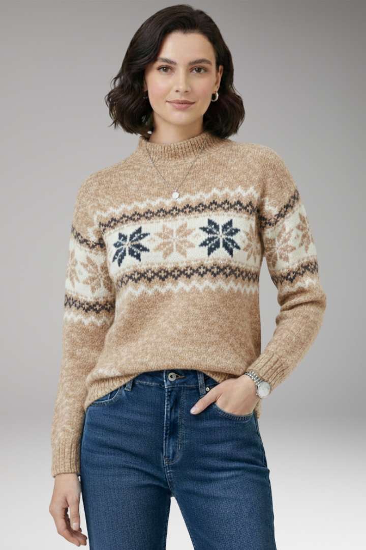 Women's Knit Sweater Stand Collar Patterned