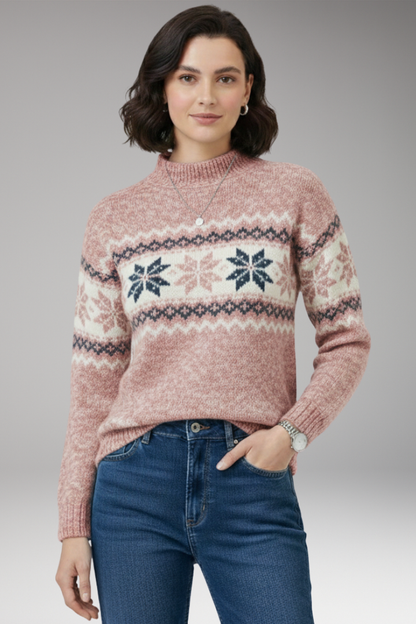 Women's Knit Sweater Stand Collar Patterned