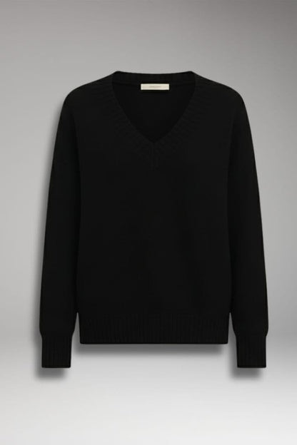 Women's V Neck Sweater Ribbed Cuffs - VibreMode
