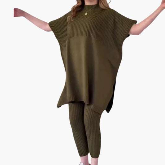 Women's Knit Long Sleeve And Pants Set - VibreMode