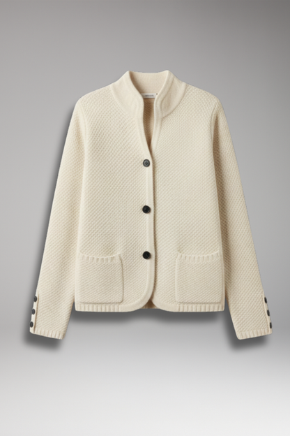 Women's Knit Button Jacket with Pockets - VibreMode
