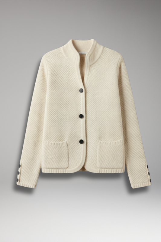 Women's Knit Button Jacket with Pockets - VibreMode
