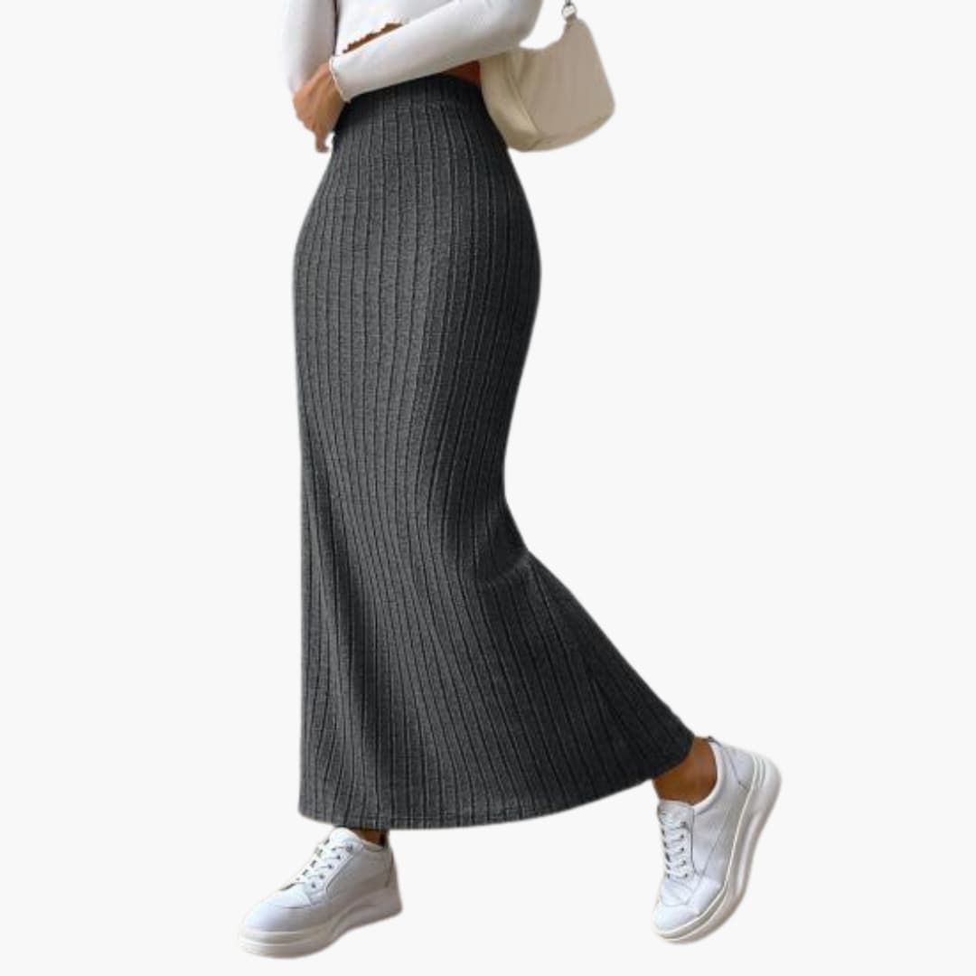 Women's Knitted Midi Skirt Elastic Waistband