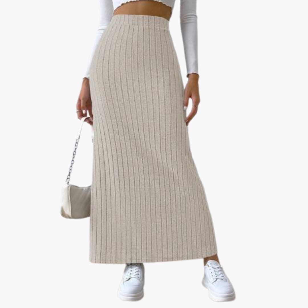 Women's Knitted Midi Skirt Elastic Waistband