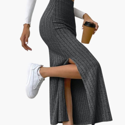 Women's Knitted Midi Skirt Elastic Waistband