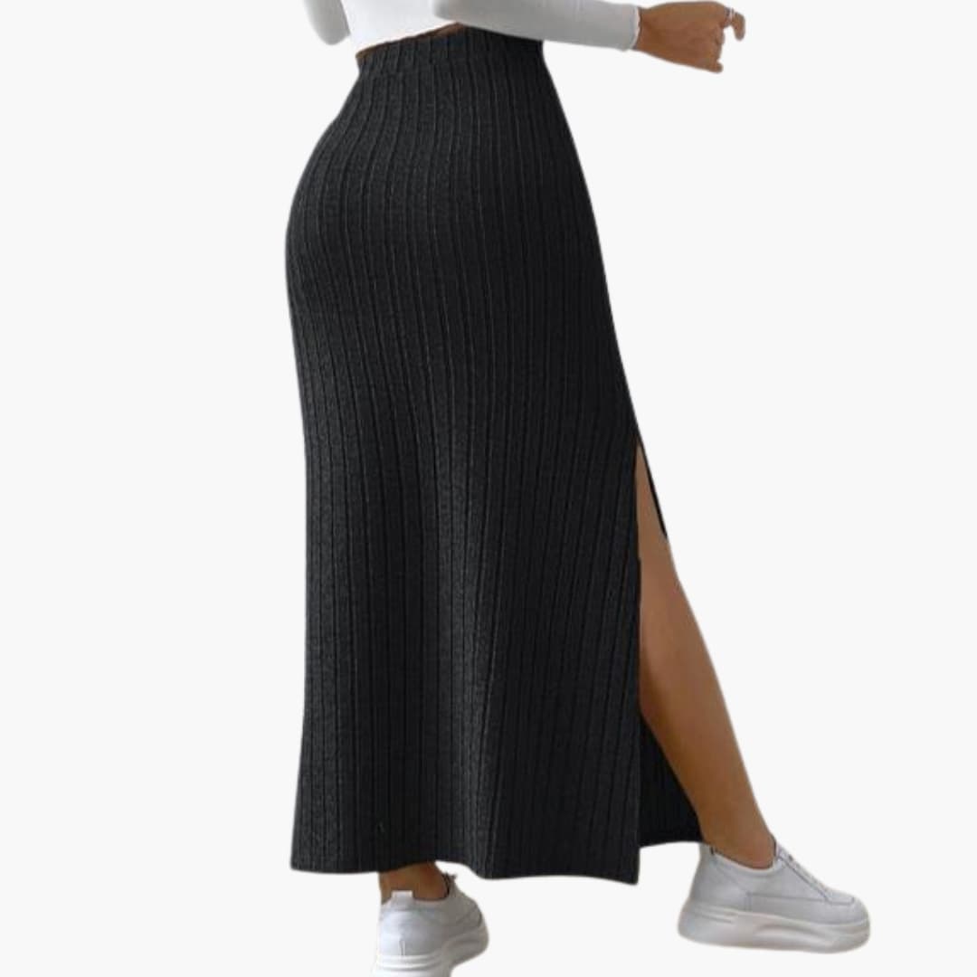 Women's Knitted Midi Skirt Elastic Waistband