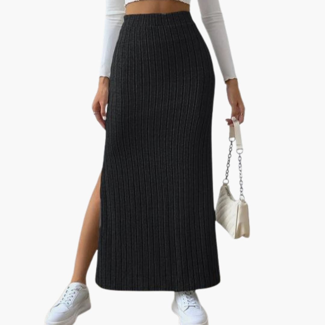 Women's Knitted Midi Skirt Elastic Waistband