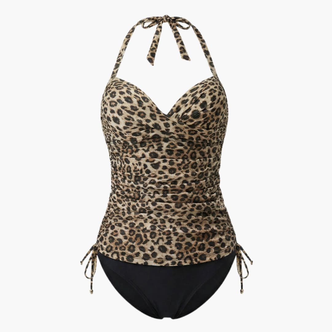 Women's Leopard Tankini Set High-Waist Bottom