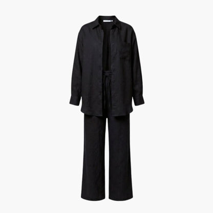 Women's Linen Button-Down Shirt And Pants Set