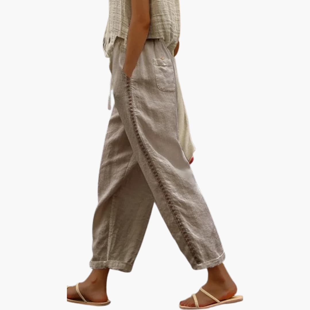 Women's Linen Loose Fit Pants - VibreMode