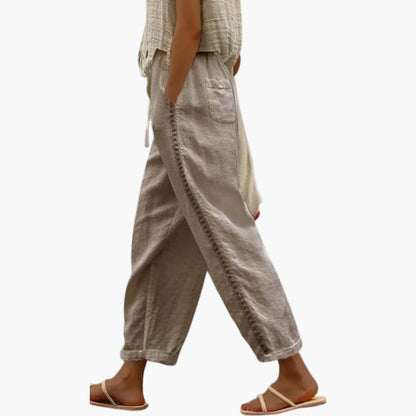Women's Linen Loose Fit Pants - VibreMode