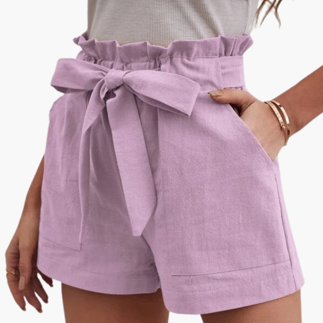 Women's Linen Shorts Wide Waistband
