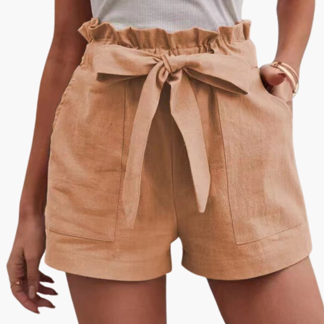 Women's Linen Shorts Wide Waistband