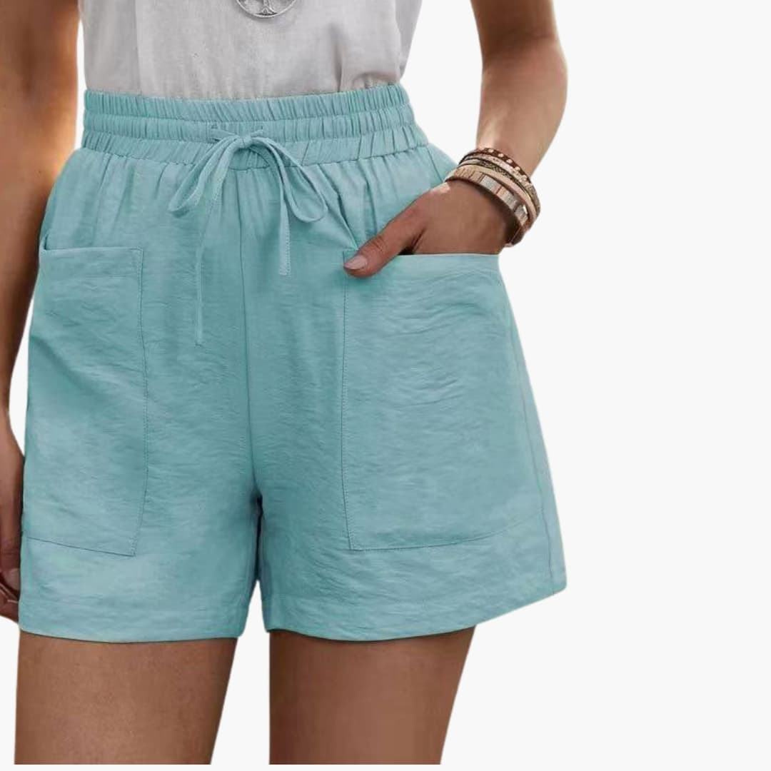 Women's Linen Wide Leg Shorts with Pockets