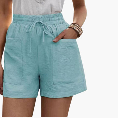 Women's Linen Wide Leg Shorts with Pockets