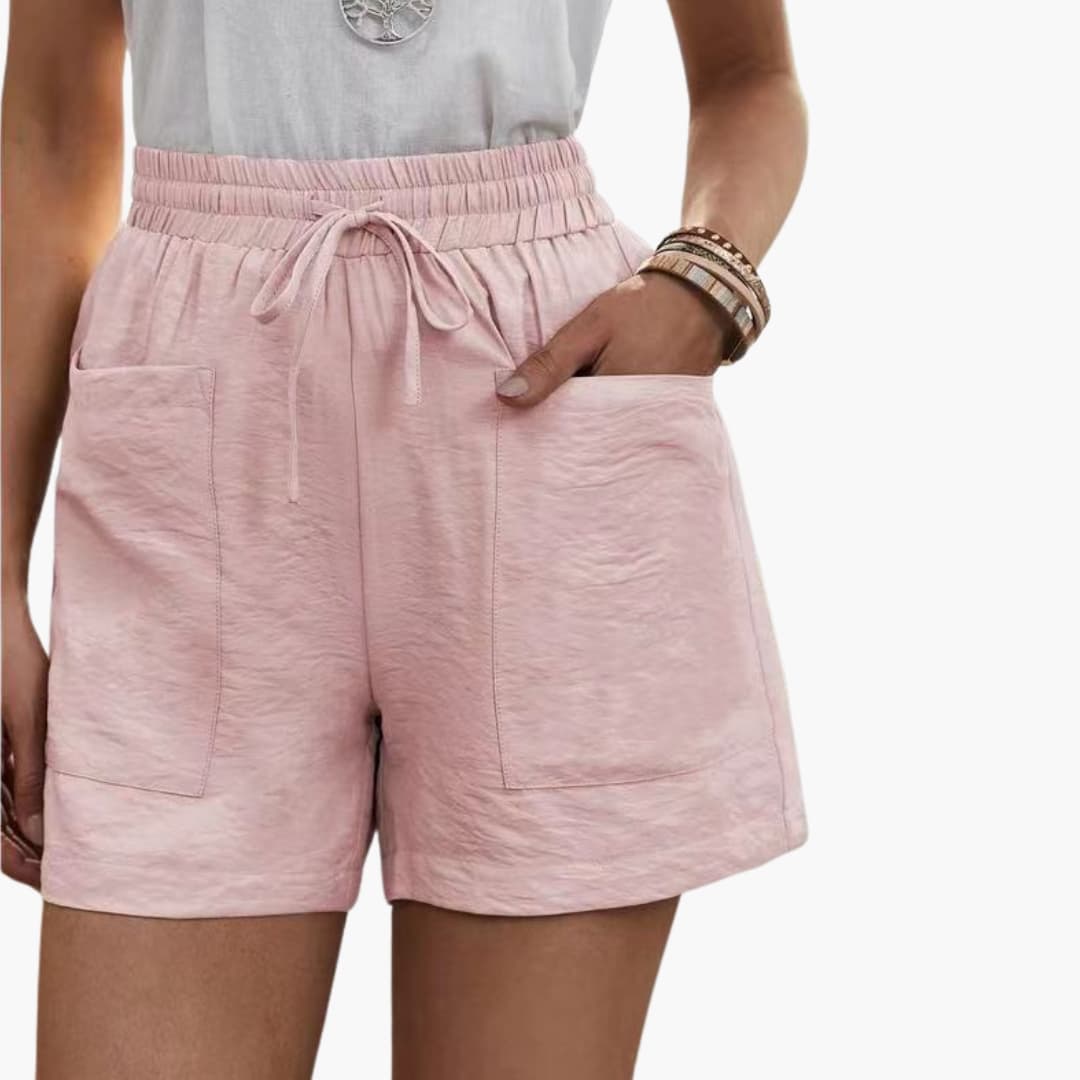 Women's Linen Wide Leg Shorts with Pockets