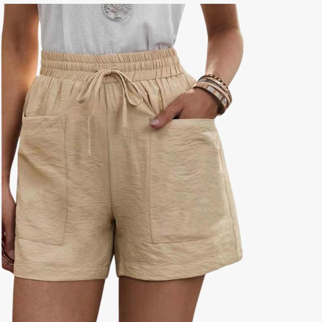 Women's Linen Wide Leg Shorts with Pockets
