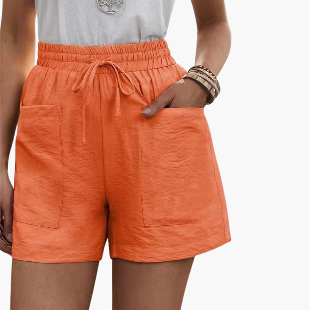 Women's Linen Wide Leg Shorts with Pockets