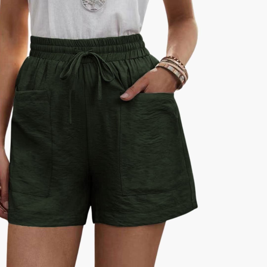 Women's Linen Wide Leg Shorts with Pockets