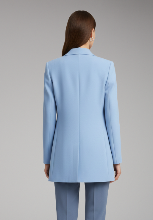 Women's Long Blazer Notched Collar Patch Pockets