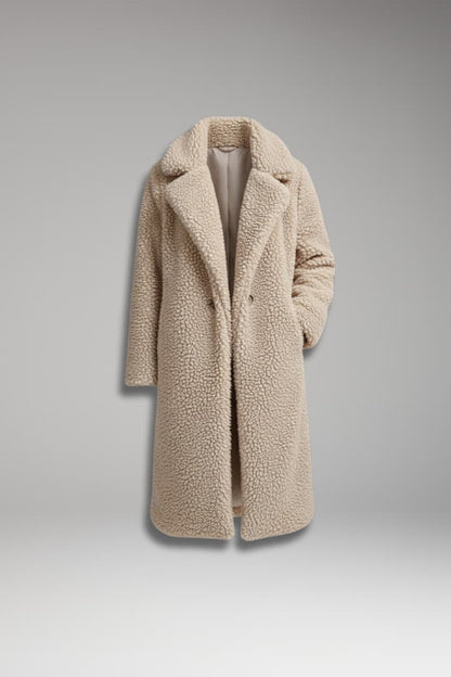 Women's Lapel Collar Long Coat Textured - VibreMode
