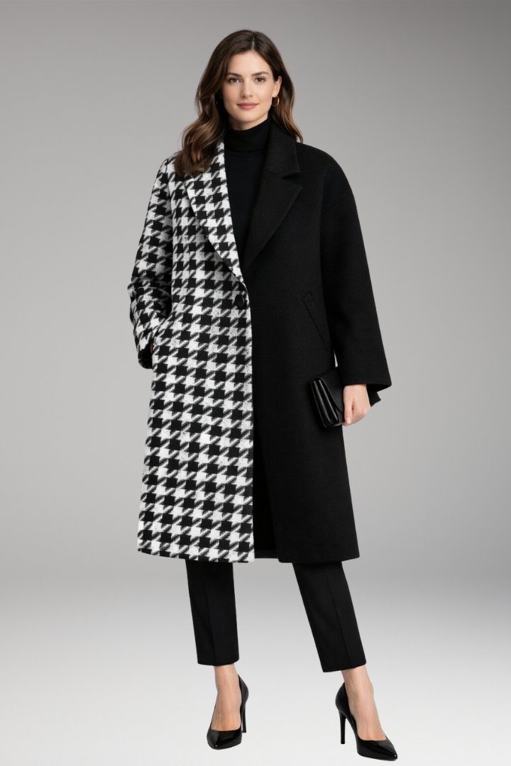 Women's Long Coat Notched Collar Side Pockets