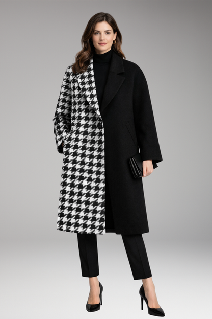 Women's Long Coat Notched Collar Side Pockets