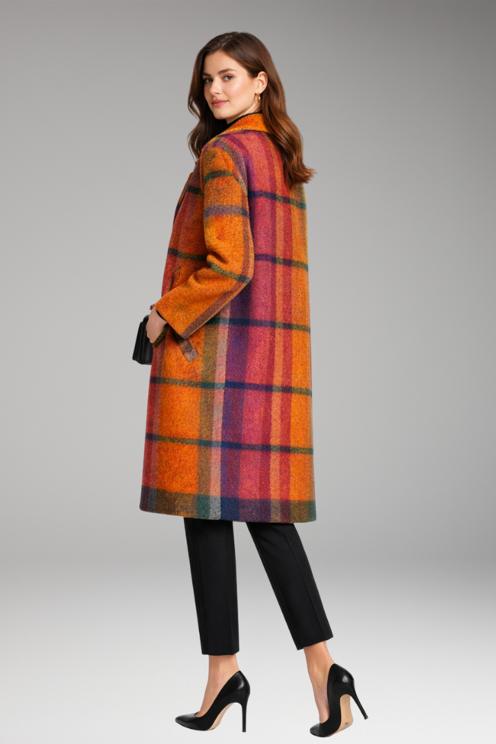 Women's Long Coat Notched Collar Side Pockets