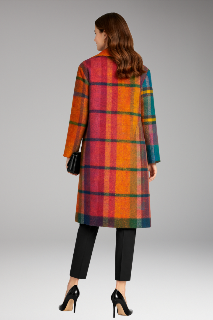Women's Long Coat Notched Collar Side Pockets