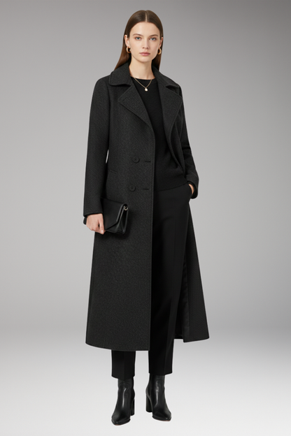 Women's Wool Long Coat Welt Pockets Tan
