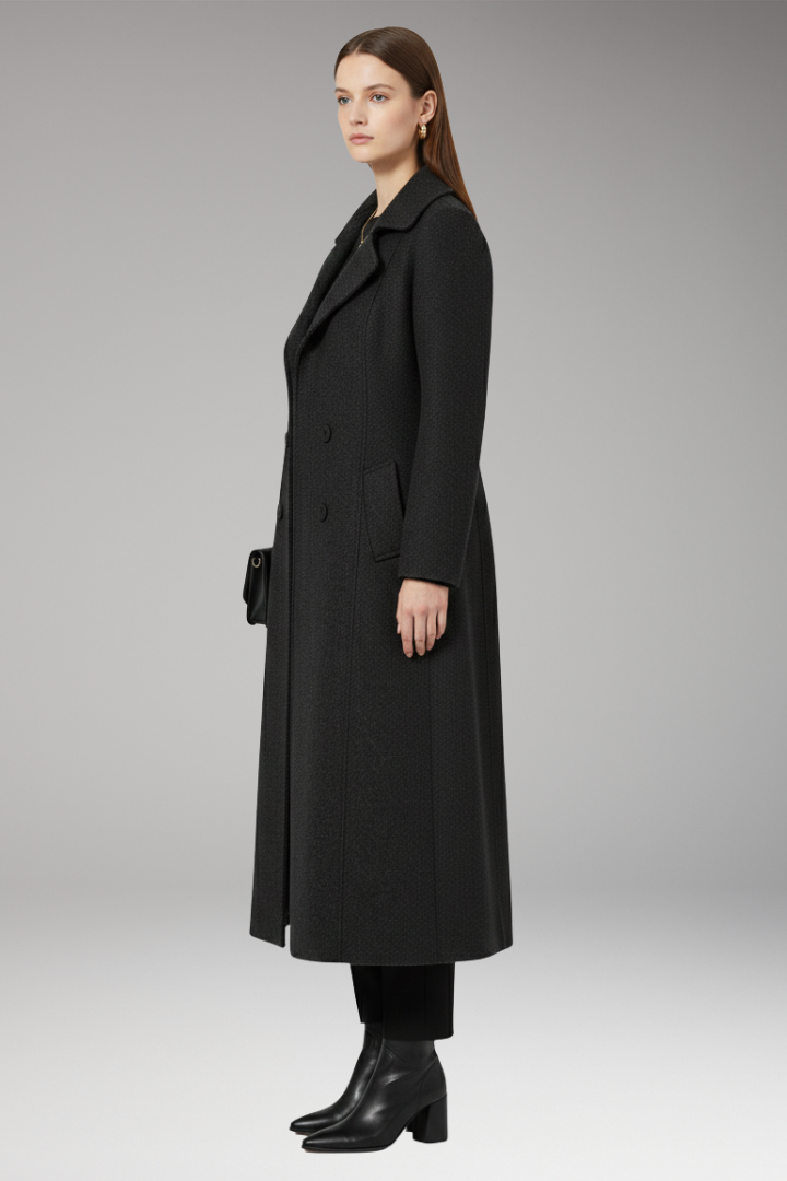Women's Wool Long Coat Welt Pockets Tan