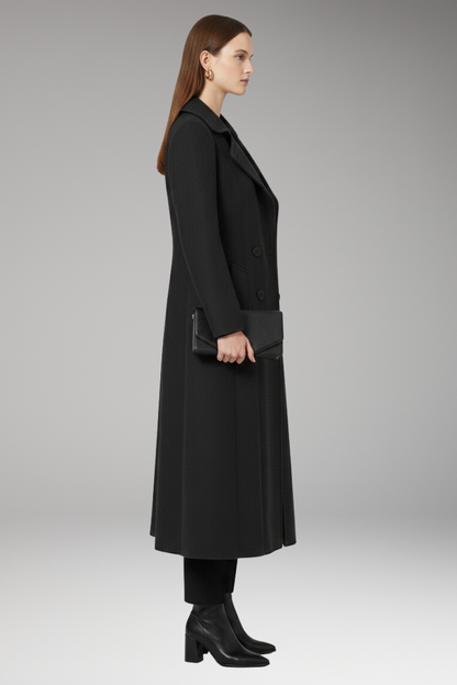 Women's Wool Long Coat Welt Pockets Tan