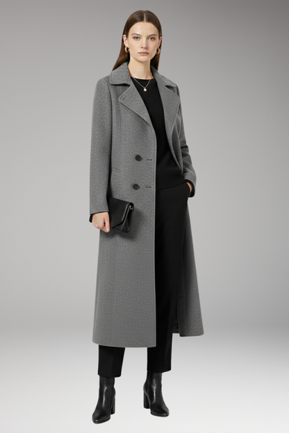 Women's Wool Long Coat Welt Pockets Tan