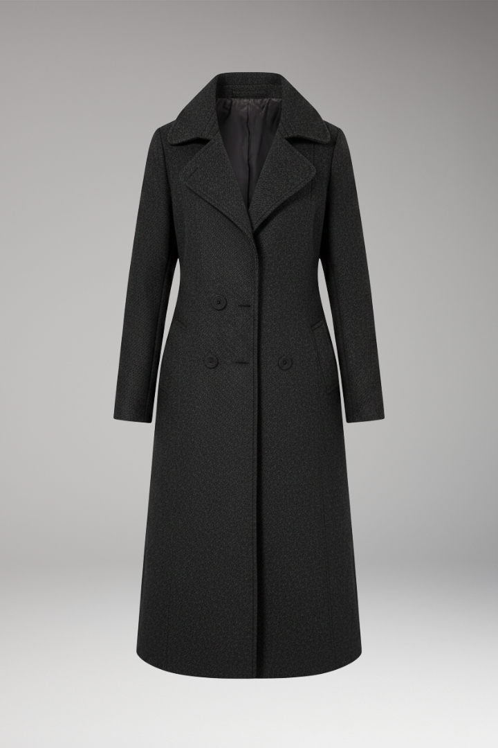 Women's Wool Long Coat Welt Pockets Tan - VibreMode
