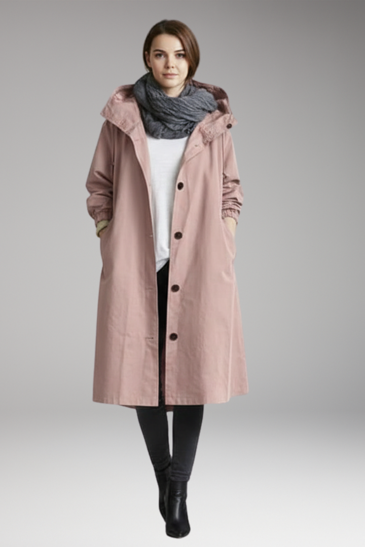Women's Waterproof Raincoat Adjustable Hood Side Pockets