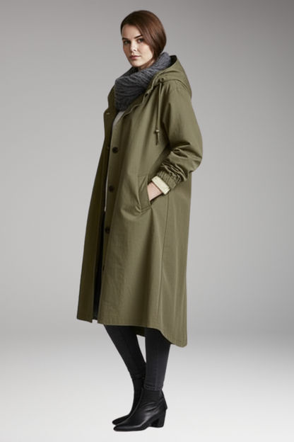 Women's Waterproof Raincoat Adjustable Hood Side Pockets