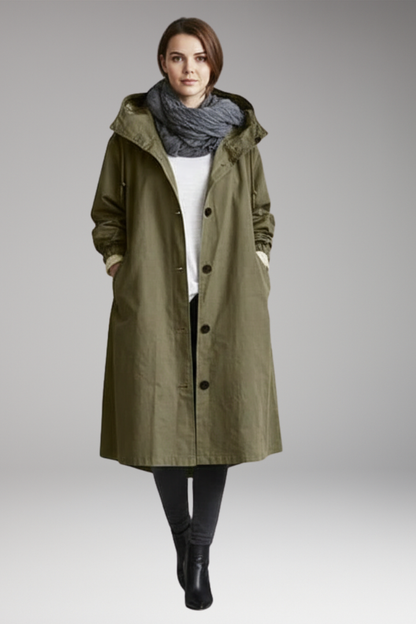 Women's Waterproof Raincoat Adjustable Hood Side Pockets