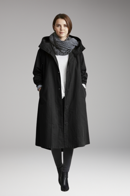 Women's Waterproof Raincoat Adjustable Hood Side Pockets
