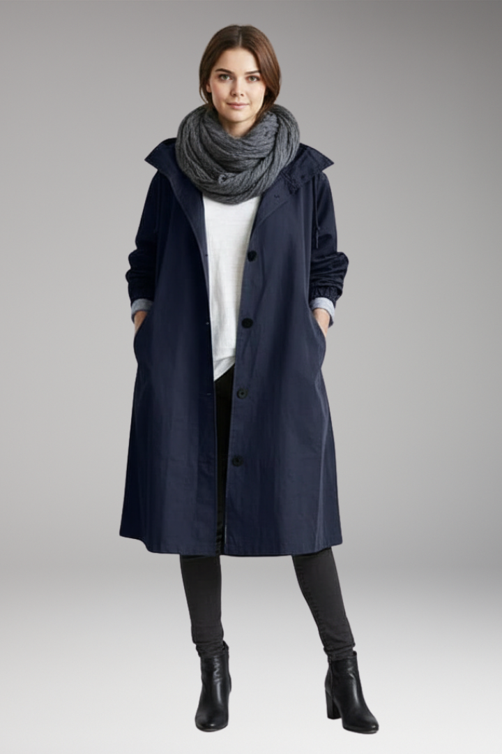 Women's Waterproof Raincoat Adjustable Hood Side Pockets