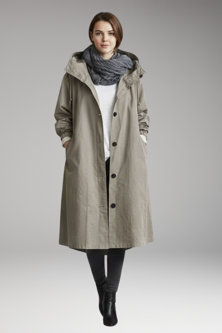 Women's Waterproof Raincoat Adjustable Hood Side Pockets