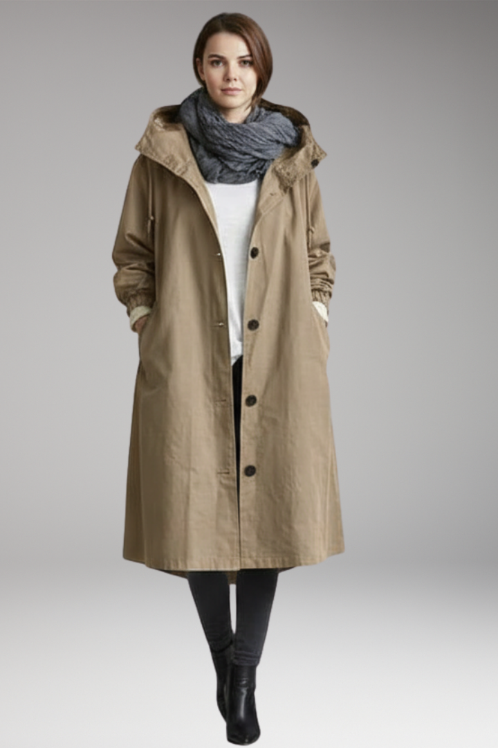 Women's Waterproof Raincoat Adjustable Hood Side Pockets