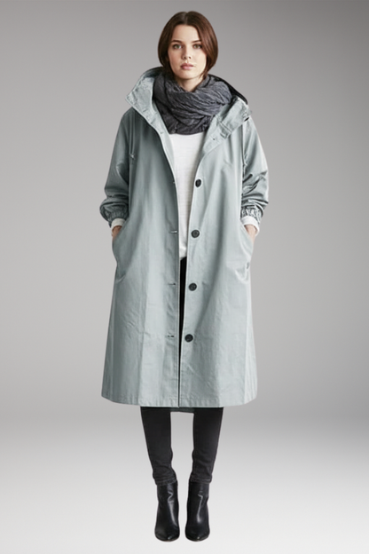 Women's Waterproof Raincoat Adjustable Hood Side Pockets