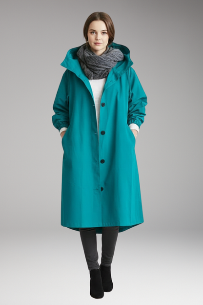 Women's Waterproof Raincoat Adjustable Hood Side Pockets
