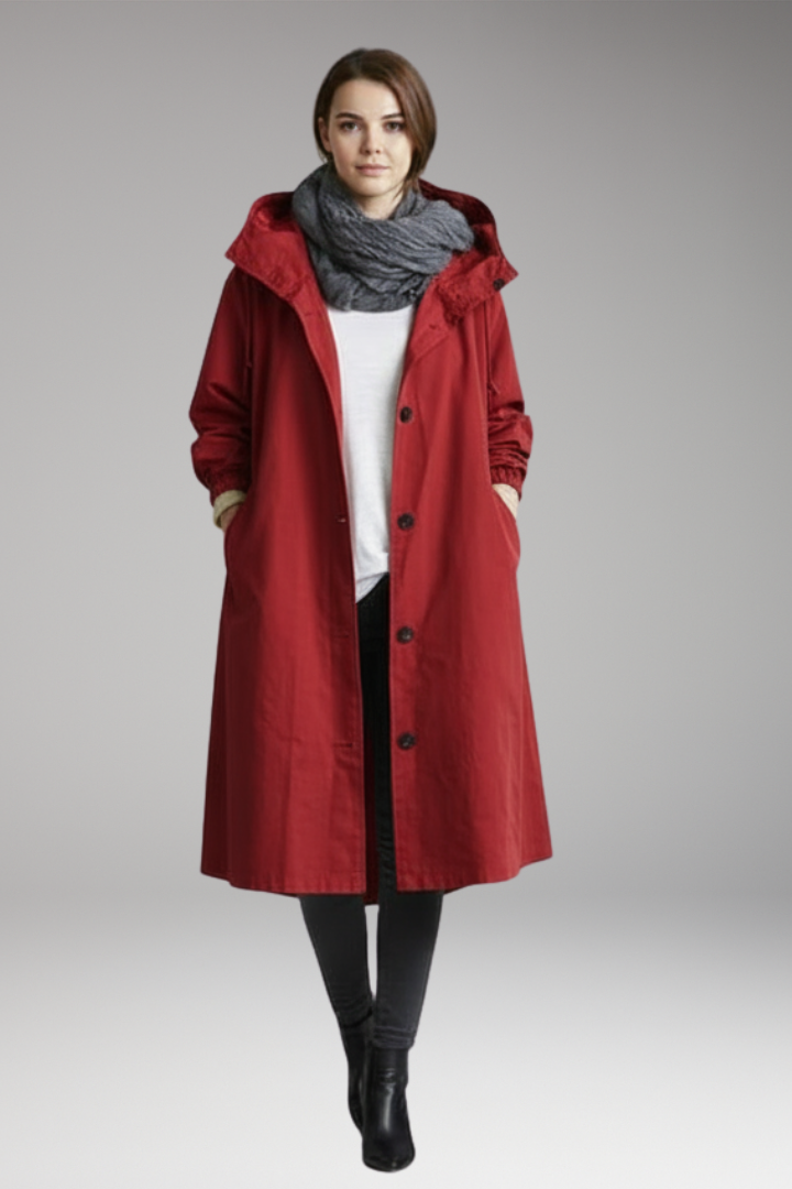 Women's Waterproof Raincoat Adjustable Hood Side Pockets