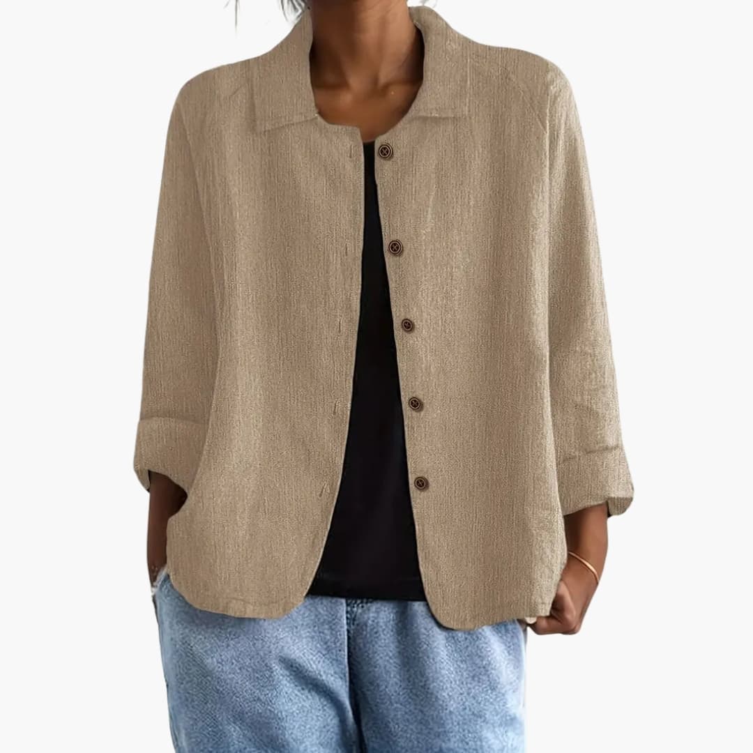 Women's Long Sleeve Round Neck Straight Fit Shirt